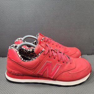 Womens Sz 10 Red Leopard New Balance 574 Sneakers